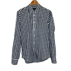Men's Small Western Range Blue Gingham Cotton Button Down Shirt